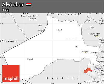 Silver Style Simple Map of Al-Anbar