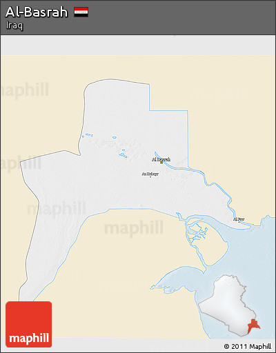 Classic Style 3D Map of Al-Basrah, single color outside