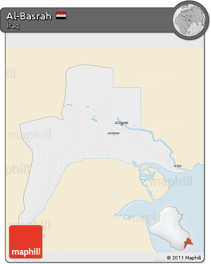 Classic Style 3D Map of Al-Basrah, single color outside