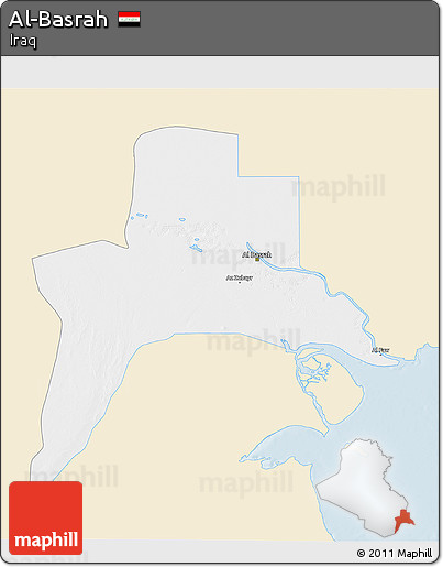 Classic Style 3D Map of Al-Basrah, single color outside