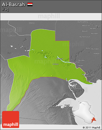 Physical 3D Map of Al-Basrah, desaturated