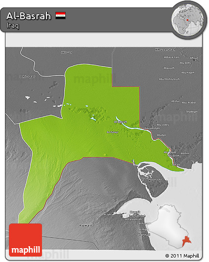 Physical 3D Map of Al-Basrah, desaturated