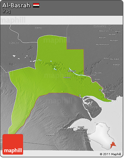 Physical 3D Map of Al-Basrah, desaturated