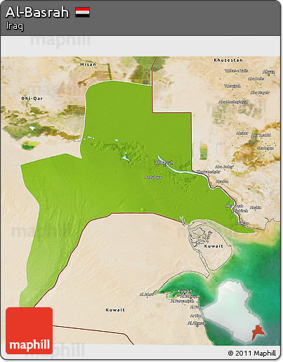 Physical 3D Map of Al-Basrah, satellite outside