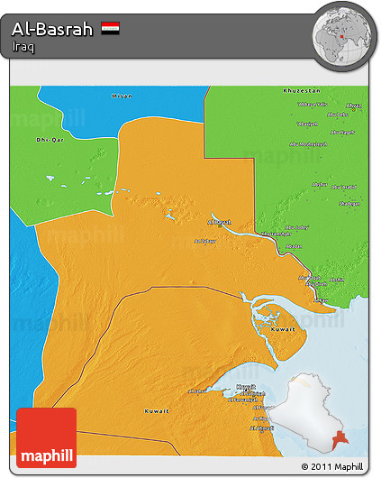 Political 3D Map of Al-Basrah