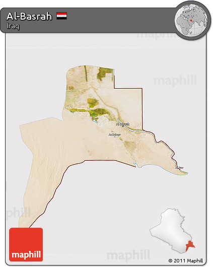 Satellite 3D Map of Al-Basrah, cropped outside