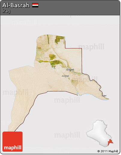 Satellite 3D Map of Al-Basrah, cropped outside
