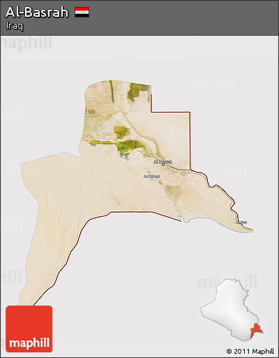 Satellite 3D Map of Al-Basrah, cropped outside