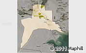 Satellite 3D Map of Al-Basrah, darken, semi-desaturated