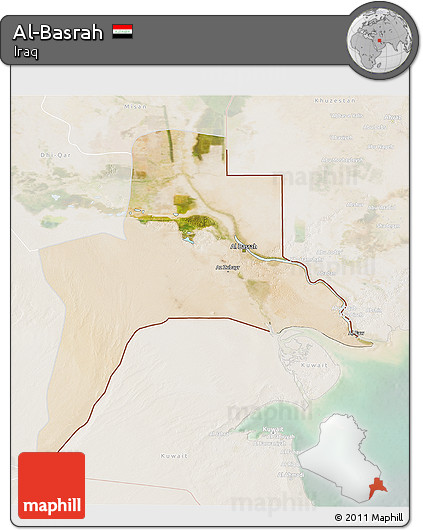 Satellite 3D Map of Al-Basrah, lighten