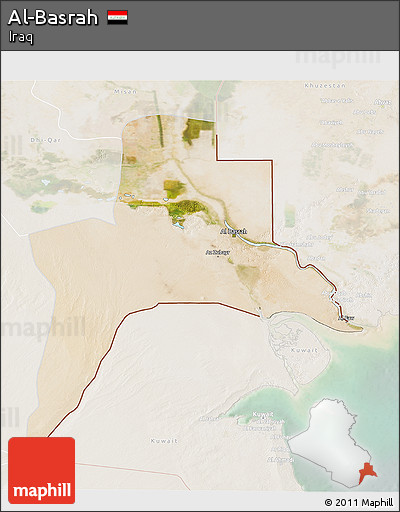 Satellite 3D Map of Al-Basrah, lighten