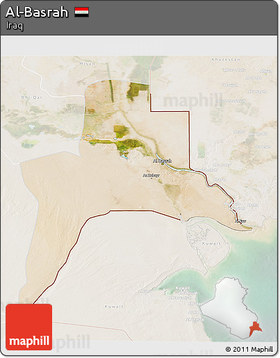 Satellite 3D Map of Al-Basrah, lighten