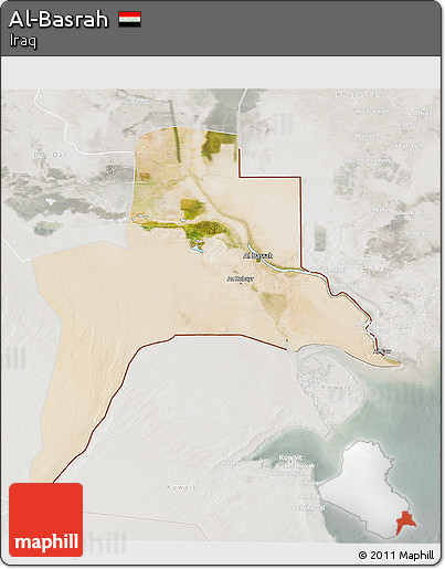 Satellite 3D Map of Al-Basrah, lighten, semi-desaturated