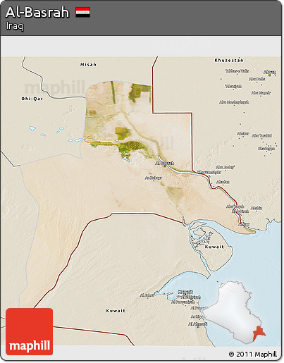 Satellite 3D Map of Al-Basrah, shaded relief outside