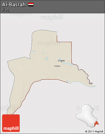 Shaded Relief 3D Map of Al-Basrah, cropped outside