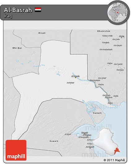 Silver Style 3D Map of Al-Basrah