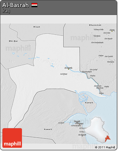 Silver Style 3D Map of Al-Basrah