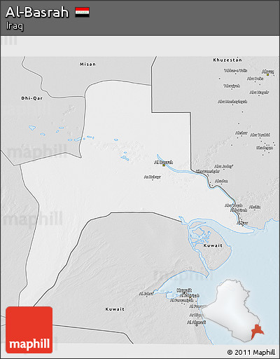 Silver Style 3D Map of Al-Basrah