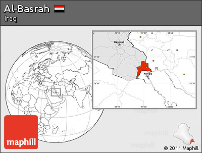 Blank Location Map of Al-Basrah, highlighted country