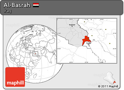 Blank Location Map of Al-Basrah, highlighted country