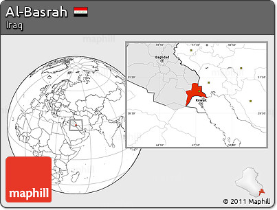 Blank Location Map of Al-Basrah, highlighted country