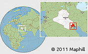 Savanna Style Location Map of Al-Basrah, highlighted country, within the entire country