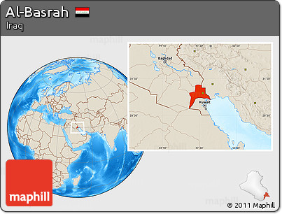 Shaded Relief Location Map of Al-Basrah