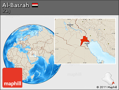 Shaded Relief Location Map of Al-Basrah