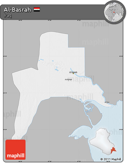 Gray Map of Al-Basrah, single color outside