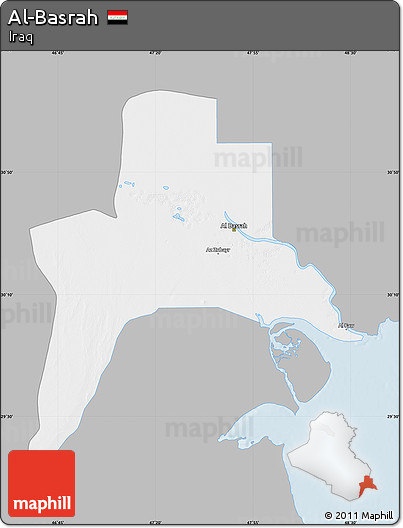 Gray Map of Al-Basrah, single color outside