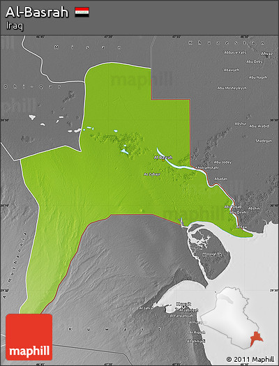 Physical Map of Al-Basrah, desaturated