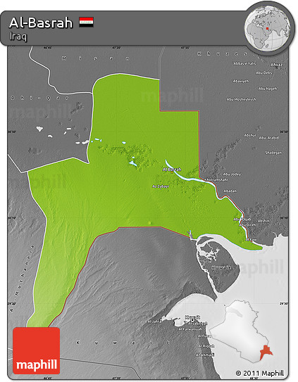 Physical Map of Al-Basrah, desaturated
