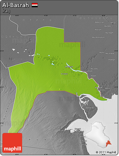 Physical Map of Al-Basrah, desaturated