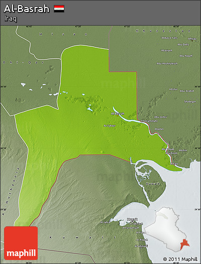 Physical Map of Al-Basrah, semi-desaturated