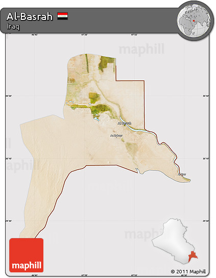 Satellite Map of Al-Basrah, cropped outside