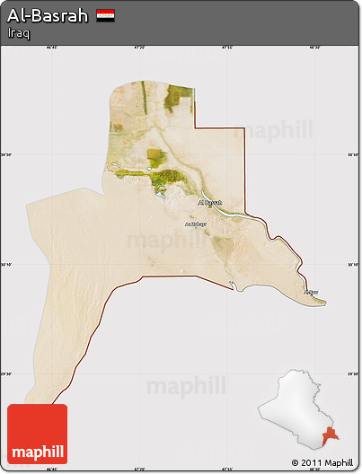 Satellite Map of Al-Basrah, cropped outside