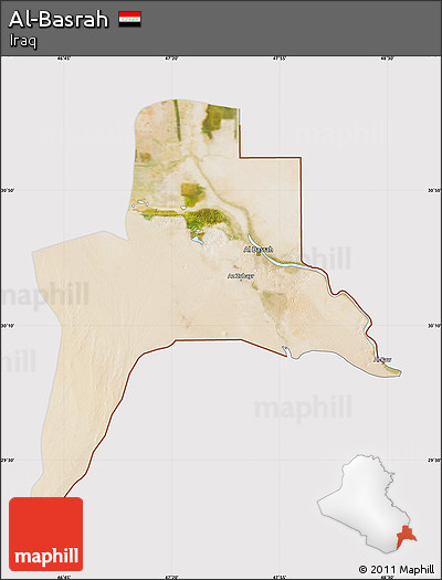 Satellite Map of Al-Basrah, cropped outside