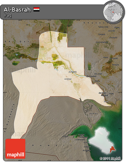 Satellite Map of Al-Basrah, darken