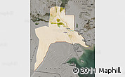 Satellite Map of Al-Basrah, darken, semi-desaturated