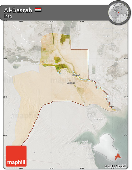 Satellite Map of Al-Basrah, lighten, semi-desaturated