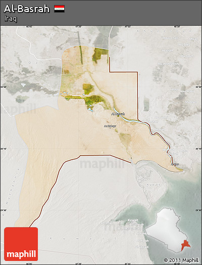 Satellite Map of Al-Basrah, lighten, semi-desaturated