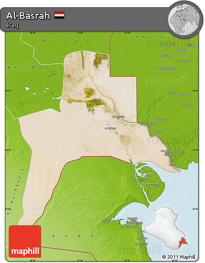 Satellite Map of Al-Basrah, physical outside