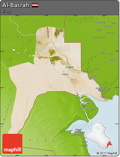 Satellite Map of Al-Basrah, physical outside