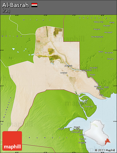 Satellite Map of Al-Basrah, physical outside