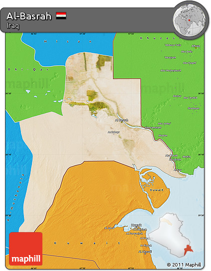 Satellite Map of Al-Basrah, political outside