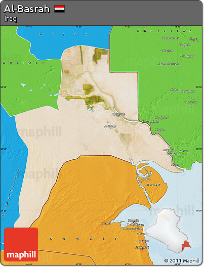 Satellite Map of Al-Basrah, political outside