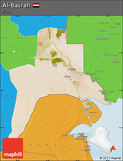 Satellite Map of Al-Basrah, political outside
