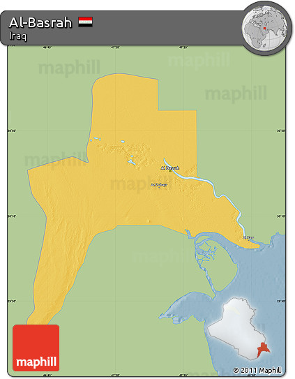Savanna Style Map of Al-Basrah, single color outside