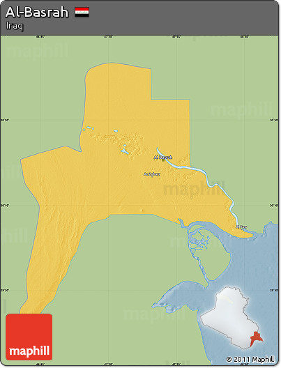 Savanna Style Map of Al-Basrah, single color outside