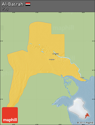 Savanna Style Map of Al-Basrah, single color outside